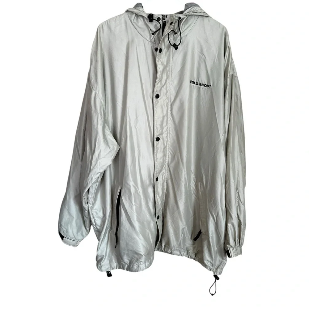 VTG 90’s Polo Sport Ralph Lauren Zip Ip Jacket Beige Men’s Sz XL Lined Rain Coat